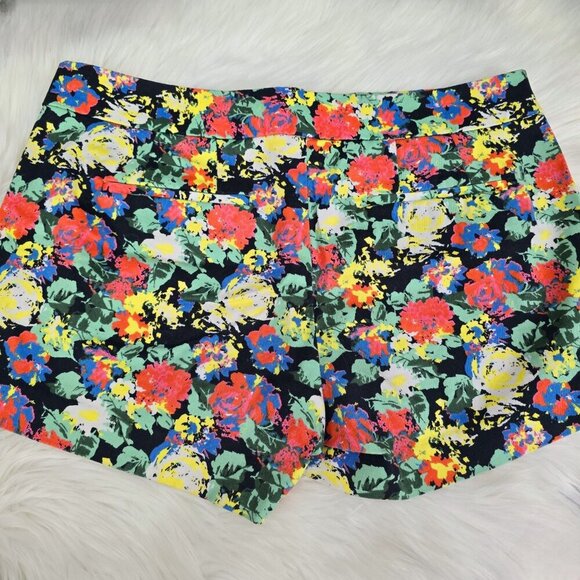 Floral Print Stretch Shorts – by J.Crew Green Black Summer Cotton Blend Sz 8 - Picture 7 of 8